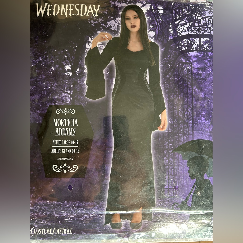 Brand New Morticia Adams Black Dress Adult Costume